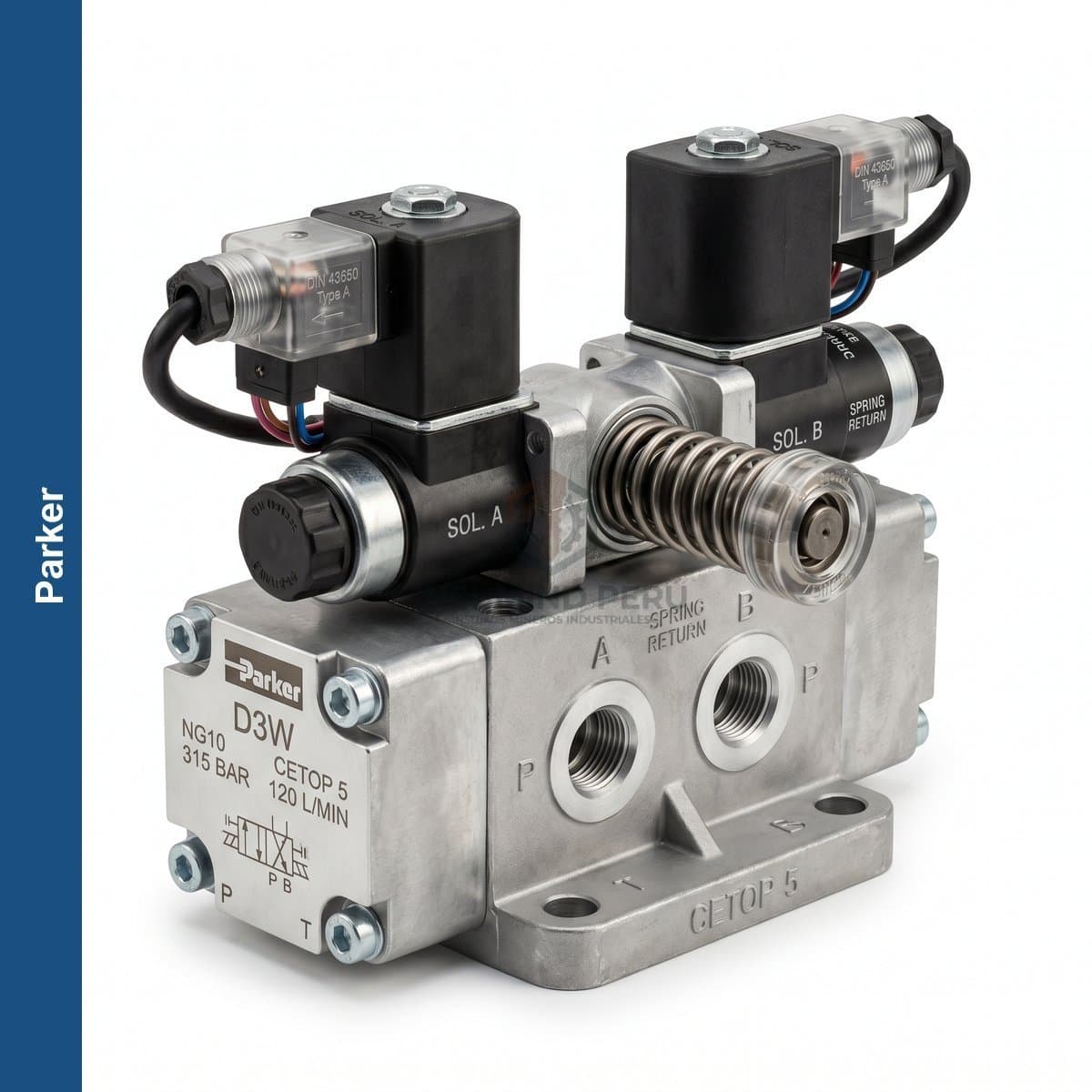 Válvula Parker D3W - 4/3 Solenoide NG10 CETOP 5 Industrial